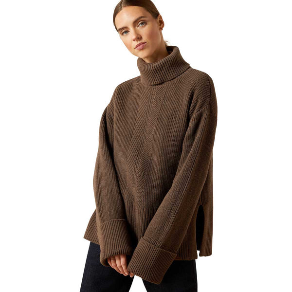 Ariat Lendal Ladies Turtleneck Sweater - Coffee Bean